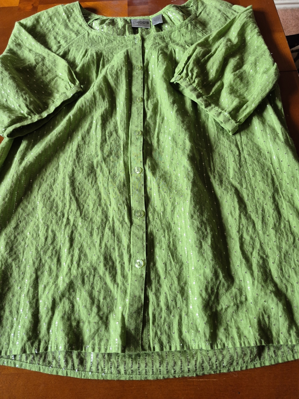 Chico's Lime Green Button-Front Blouse